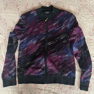 St. John Black and Purple Knit Sweater Small